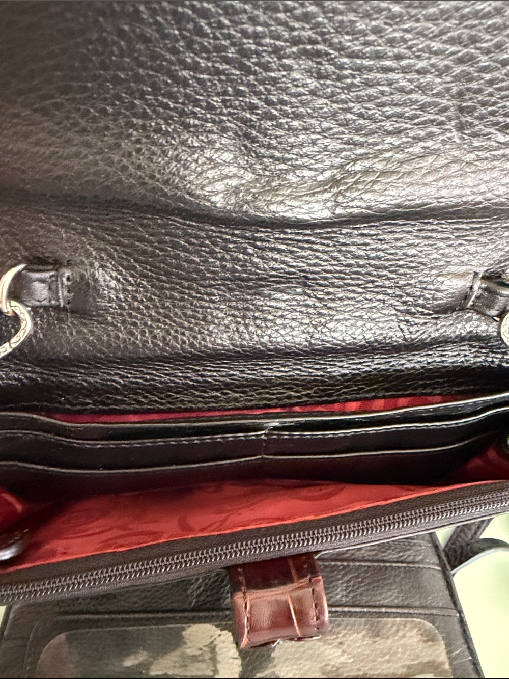 Brighton Black Leather Crossbody with Brown Strap Accent - Picture 6 of 7